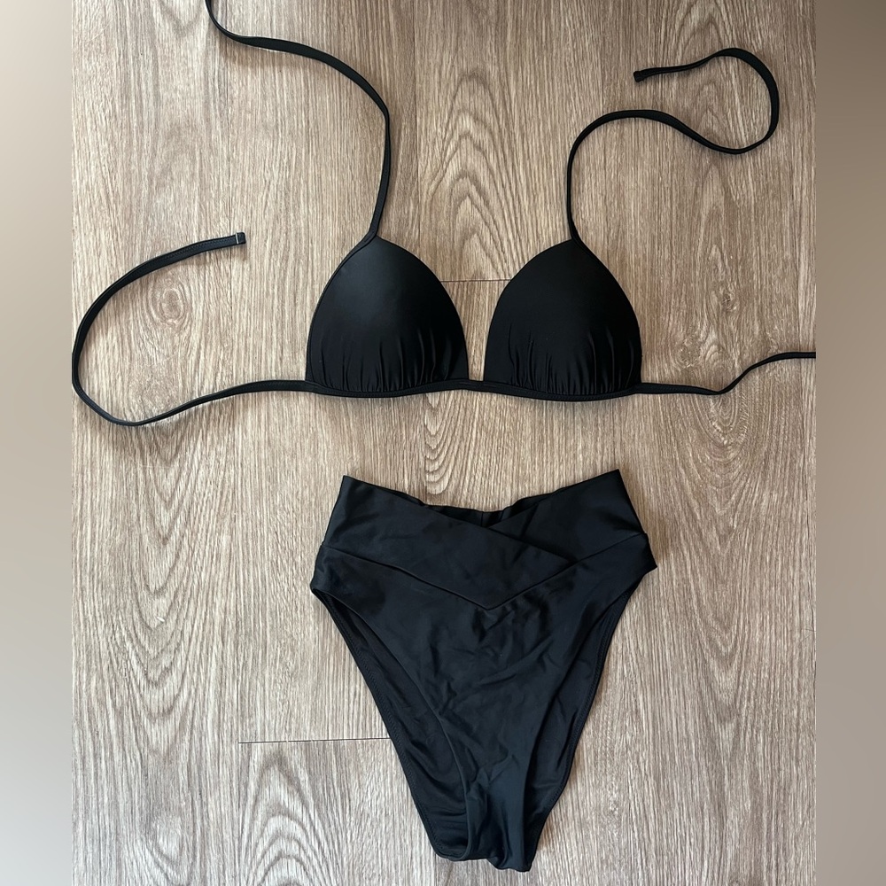Aerie Black Triangle Bikini Set